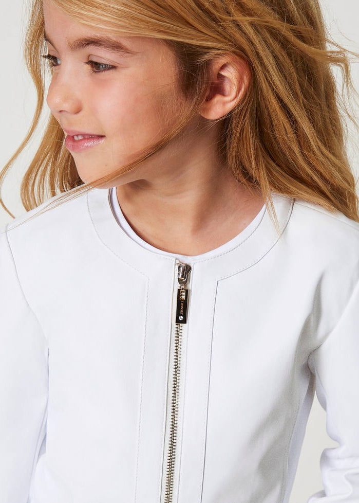 Twinset Kids Giubbino Bianco Ecopelle per Bambine (dettaglio indossato)