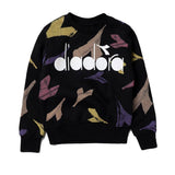 Diadora Black Sweatshirt with All-Over Logo for Girls