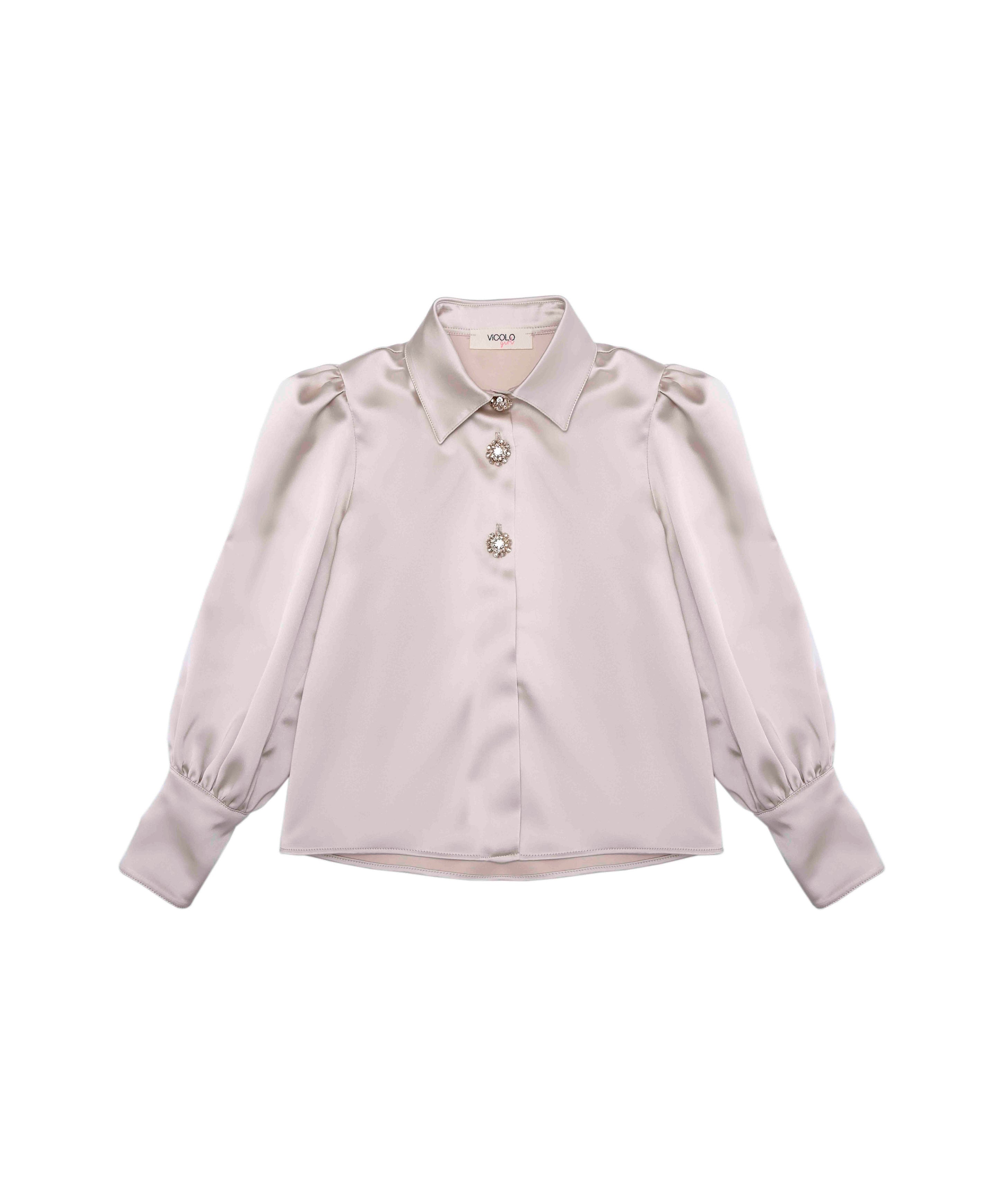 Vicolo Kids Camicia Panna Satin per Bambine