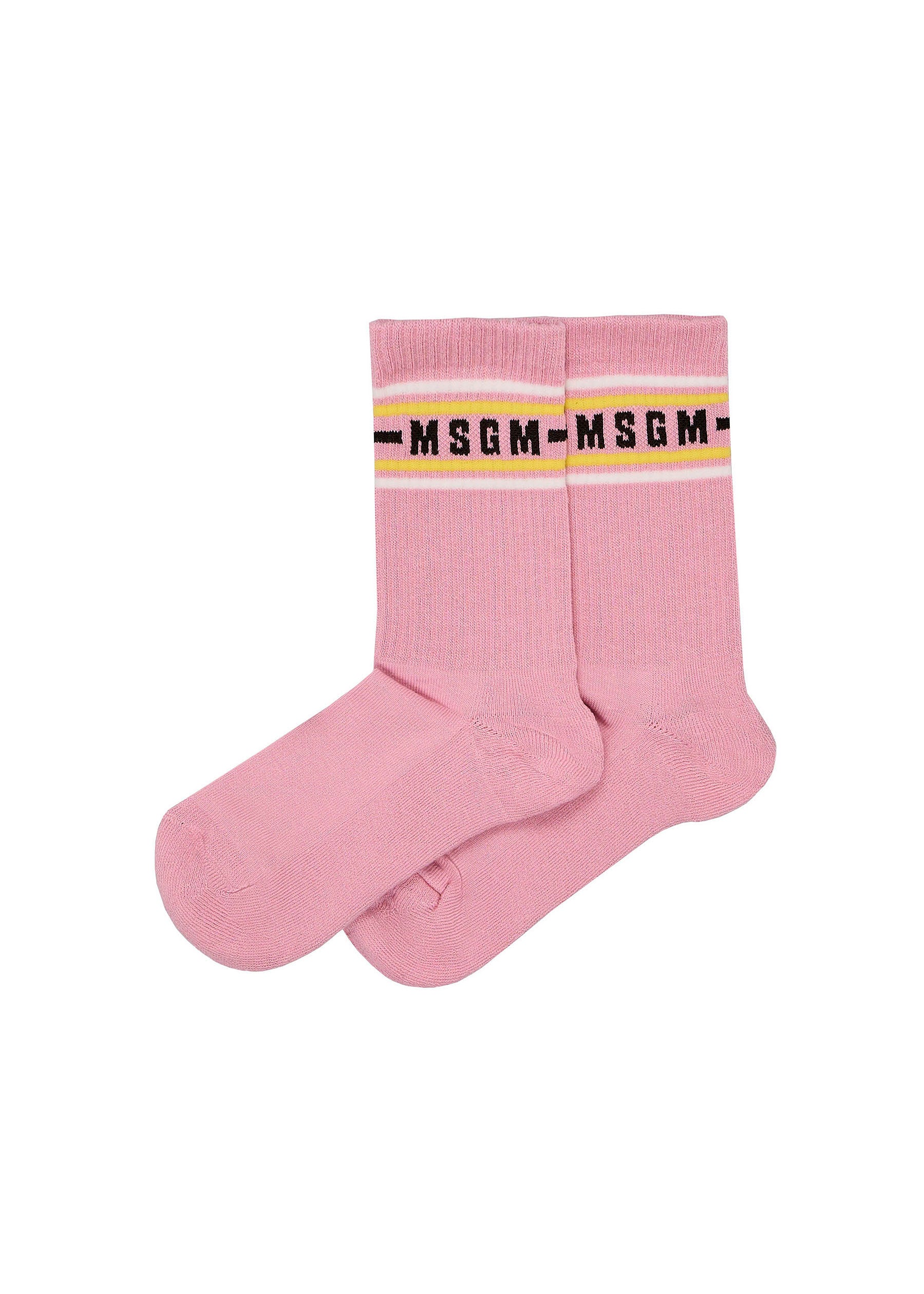 MSGM Kids Calzini Rosa con Logo per Bambine