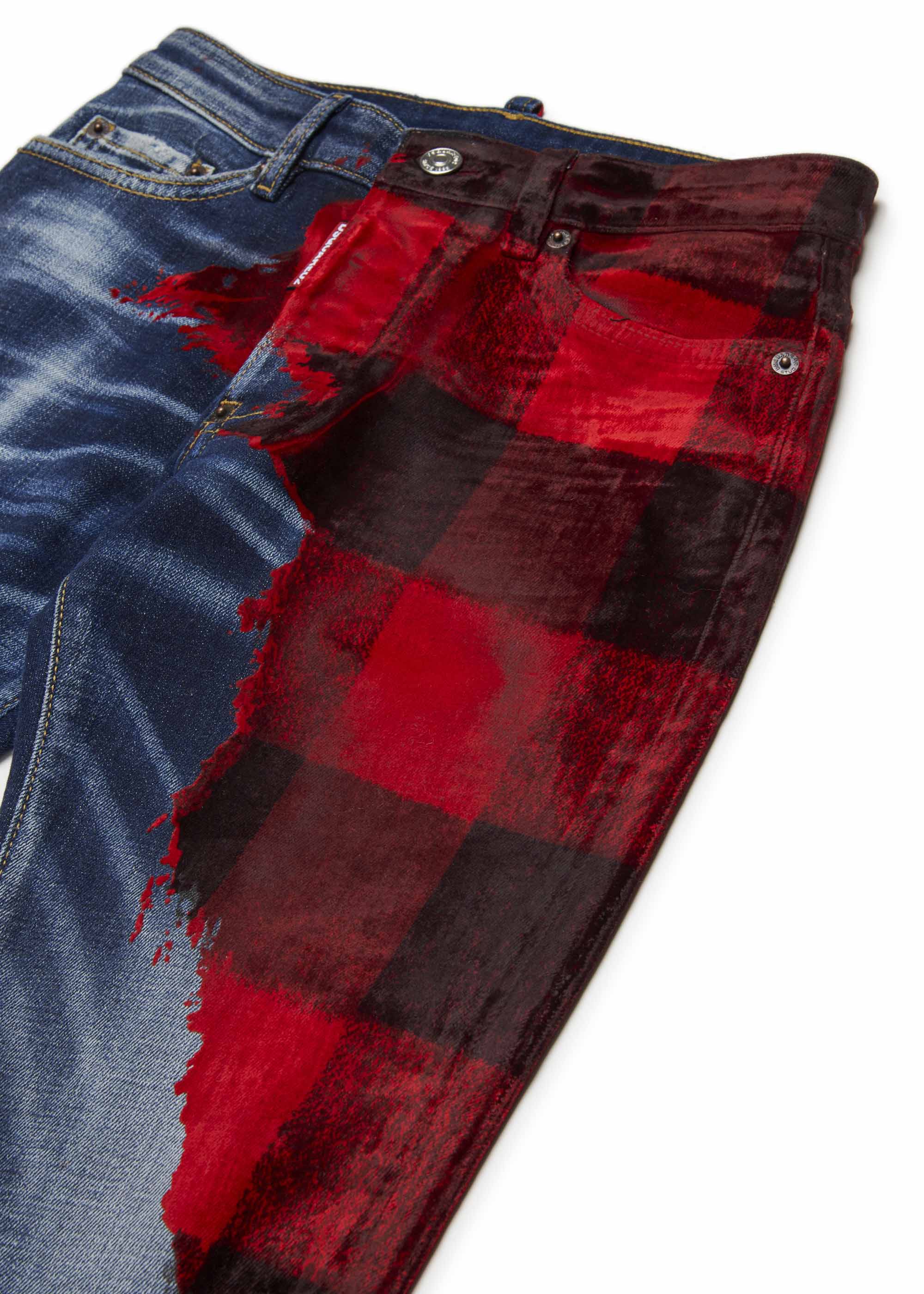 Dsquared2 Kids Jeans Denim a Quadri Bro Jeans per Bambini