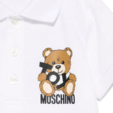 Moschino Kids White Polo Shirt with Toy Print for Babies