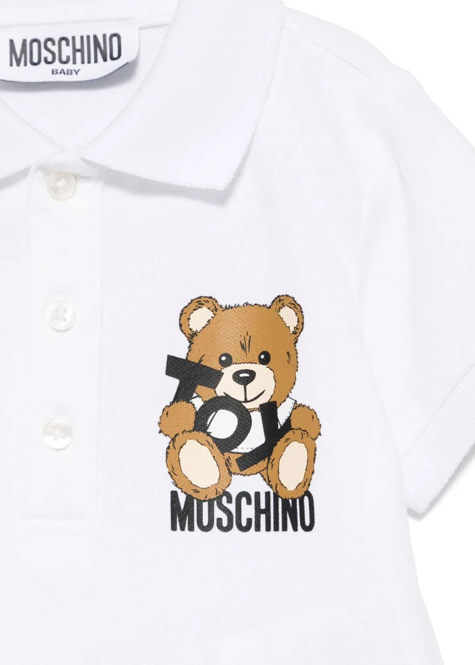Moschino Kids Polo Bianca con Stampa Toy per Neonati