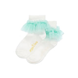 Angel's Face Top Calzini Bianchi/Menta Frilly per Bambine