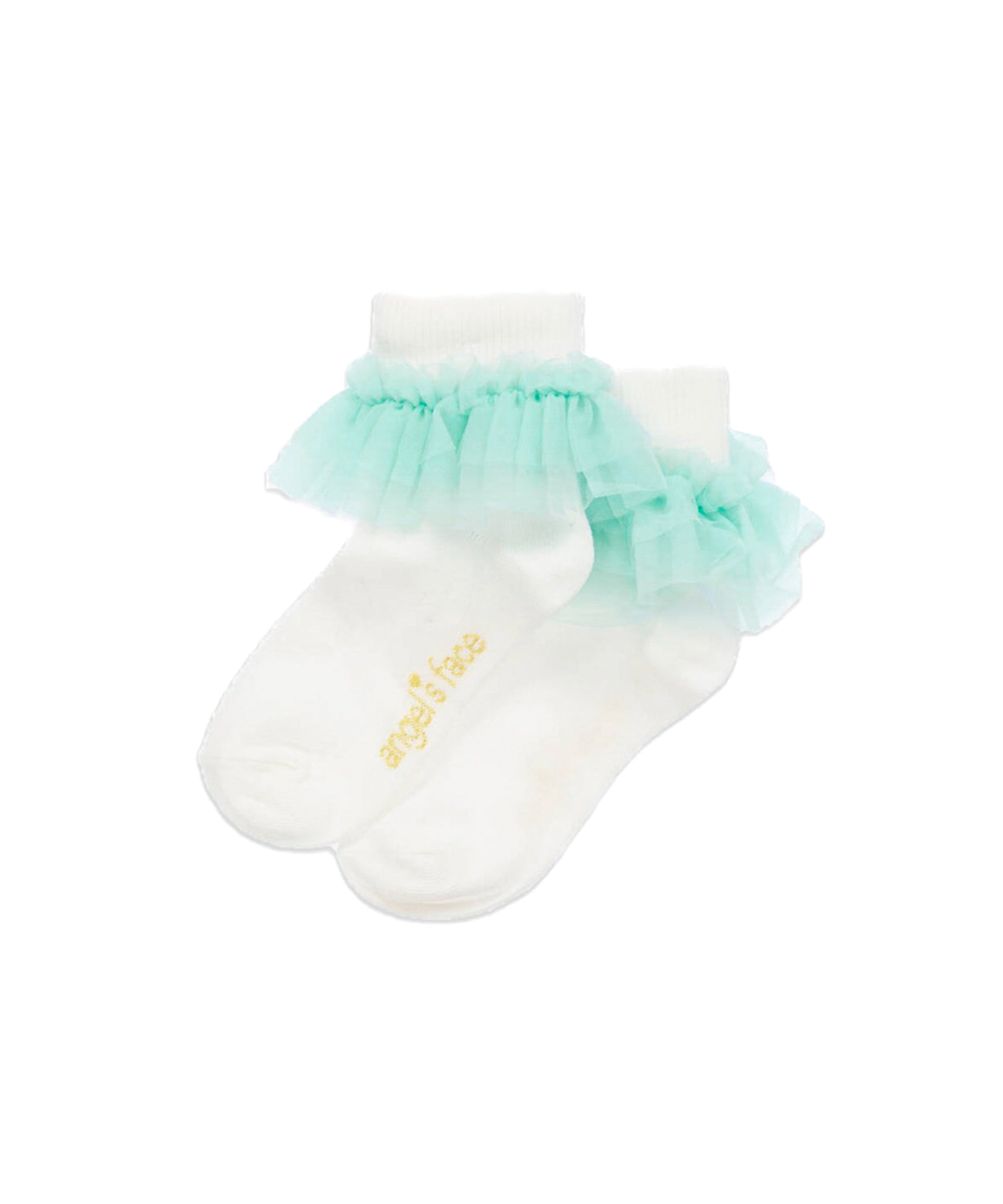 Angel's Face Top Calzini Bianchi/Menta Frilly per Bambine
