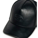 Diesel Kids Cappello Nero in Simil Pelle con Oval D