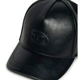 Diesel Kids Cappello Nero in Simil Pelle con Oval D