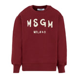 MSGM Kids Felpa Girocollo Borgogna con Logo per Bambine