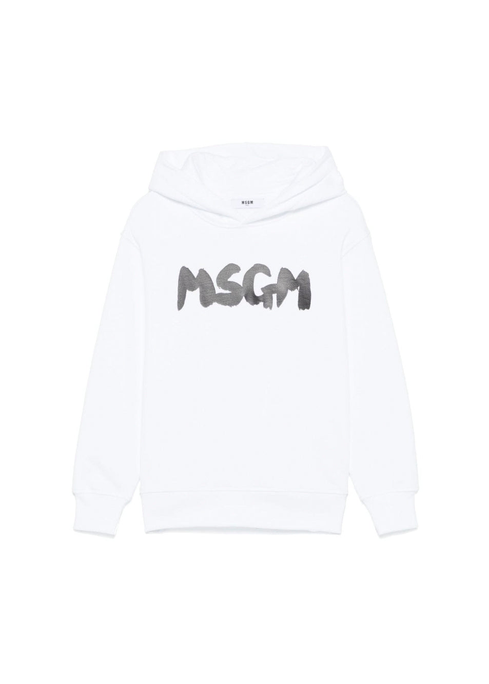 MSGM Kids Felpa Bianca con Cappuccio con Stampa per Bambini