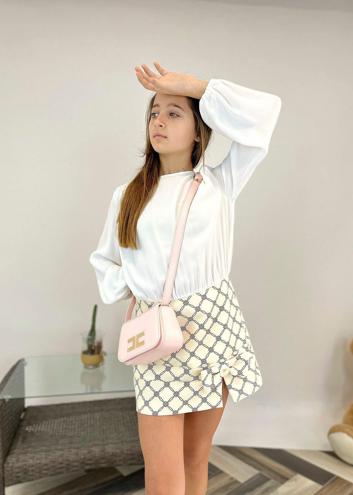 Elisabetta Franchi La Mia Bambina Abito Avorio/Burro con Monogram per Bambine