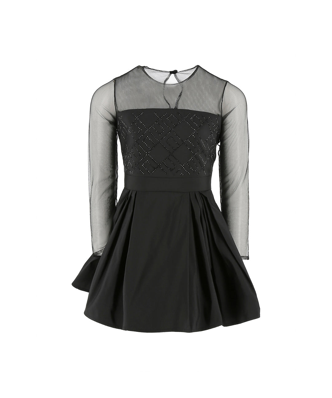 Elisabetta Franchi La Mia Bambina Abito Nero con Logo Geometrico per Bambine