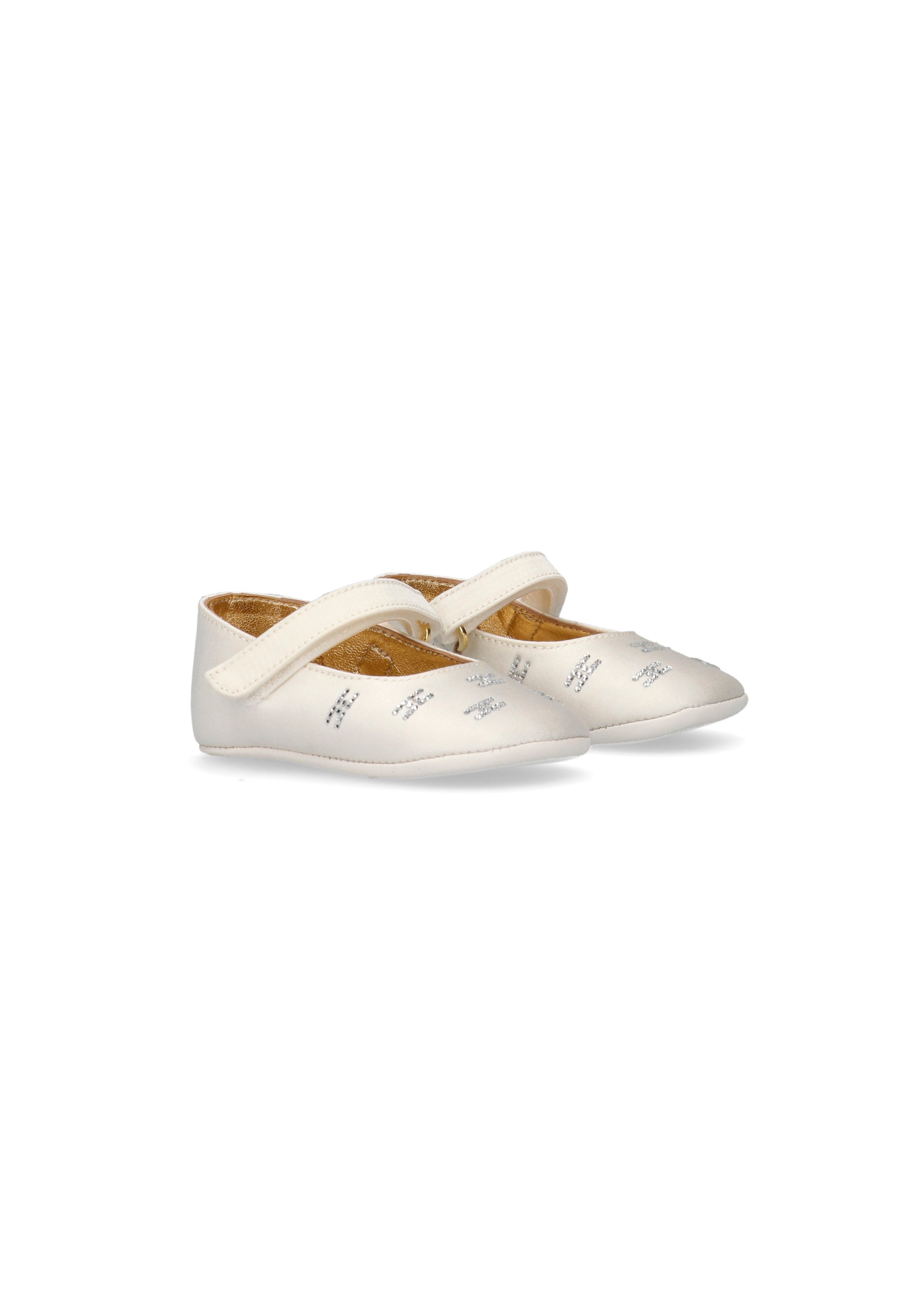 Elisabetta Franchi La Mia Bambina Ballerine Avorio con Strass per Neonate