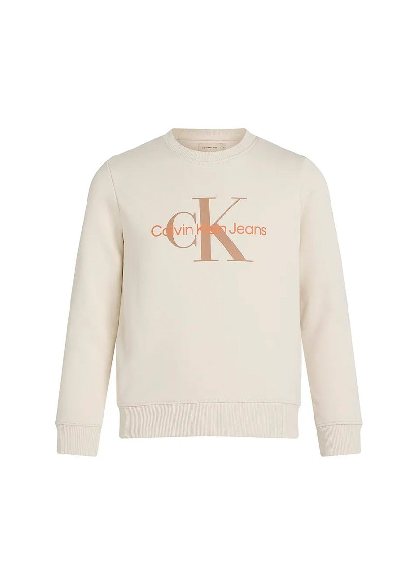 Calvin Klein Kids Felpa Girocollo Beige per Bambini