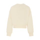 MSGM Kids Felpa Girocollo Crema con Logo Maculato per Bambine