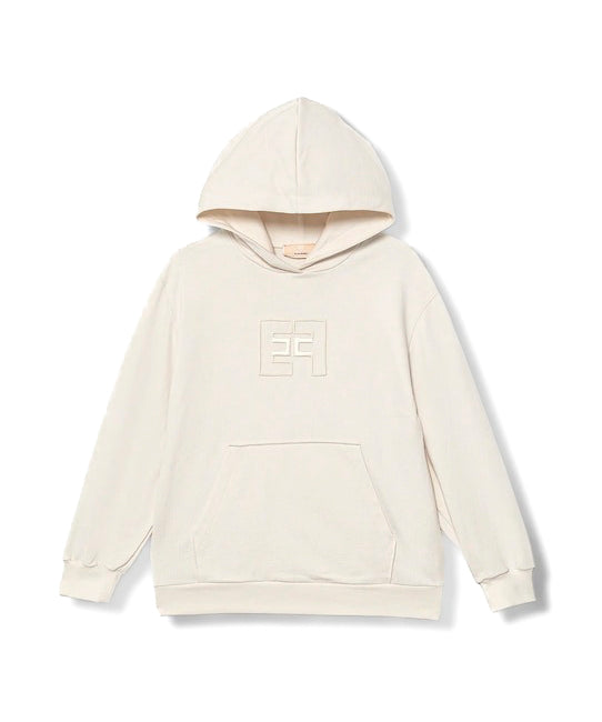 Elisabetta Franchi La Mia Bambina Felpa Panna con Cappuccio con Ricamo Logo per Bambine