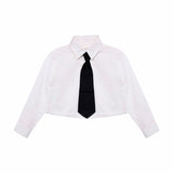 Vicolo Kids Camicia Panna Crop Black Tie per Bambine