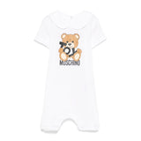 Moschino Kids Tutina Bianca con Stampa Toy per Neonati
