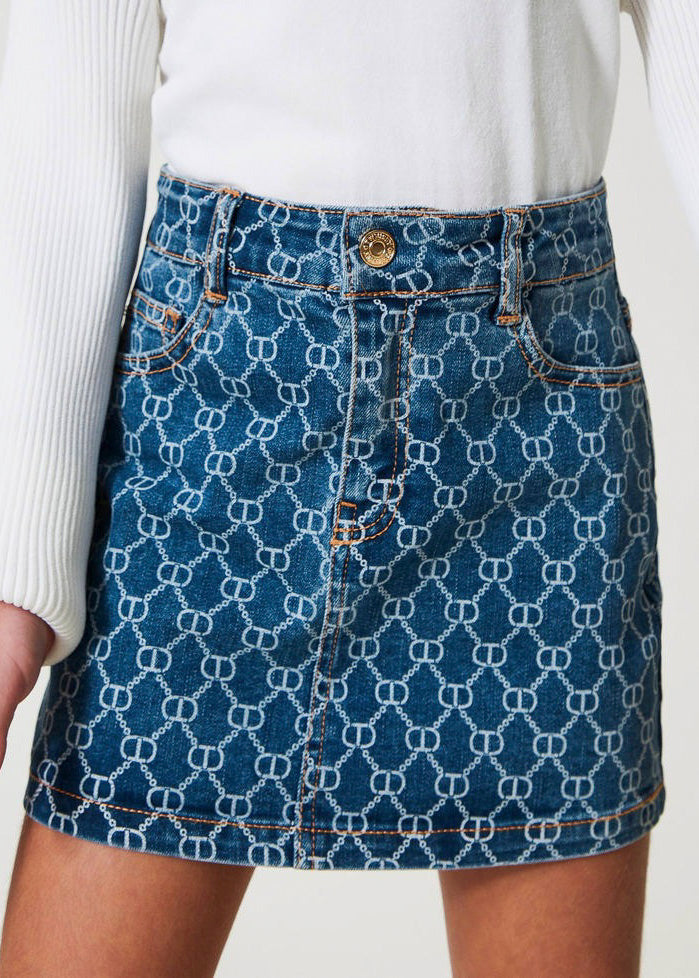 Twinset Kids Gonna Denim Logo All Over per Bambine
