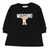 Moschino Kids Abito in Felpa Nera con Logo per Neonate