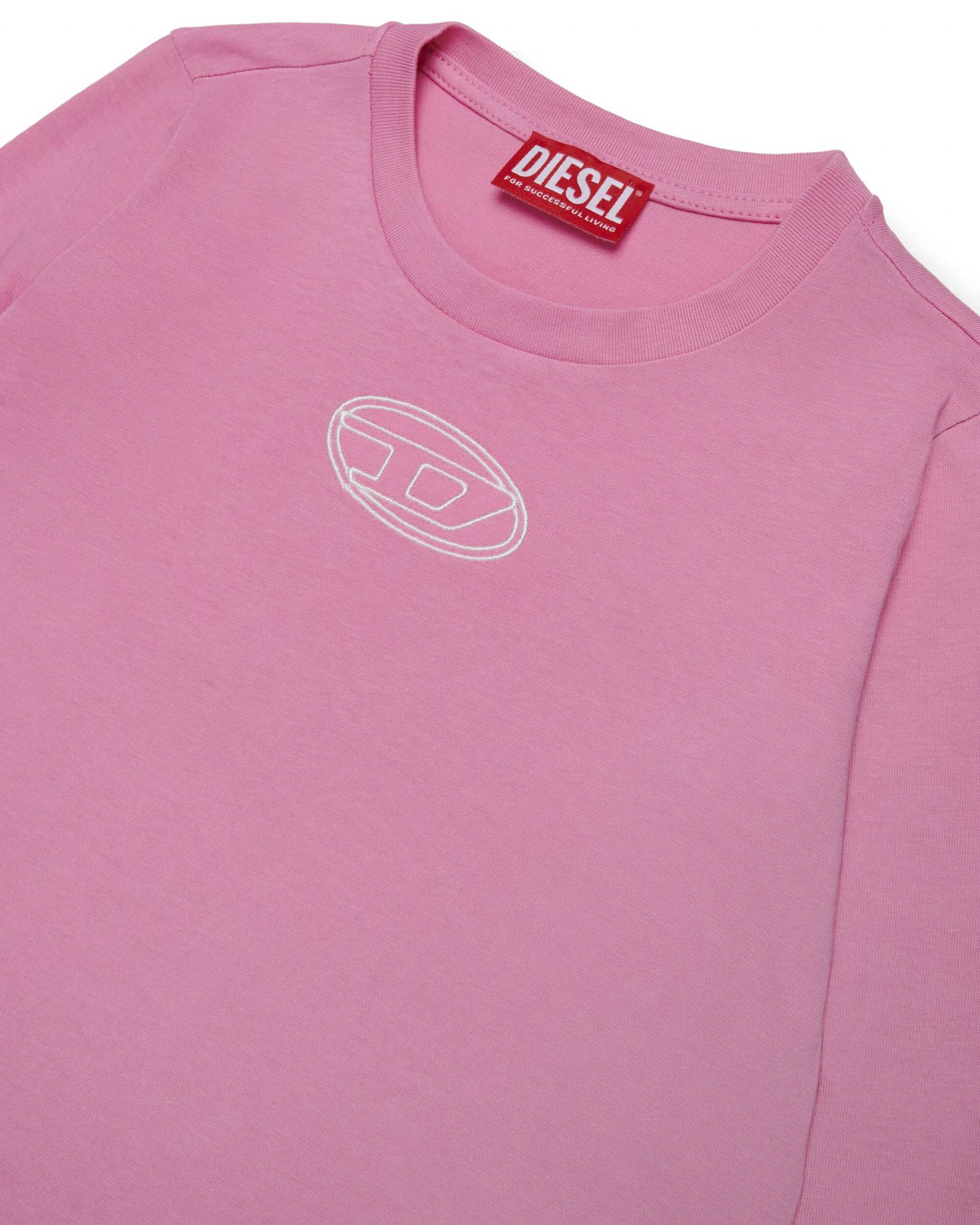 Diesel Kids T shirt Manica Lunga Fucsia con Oval D per Bambine