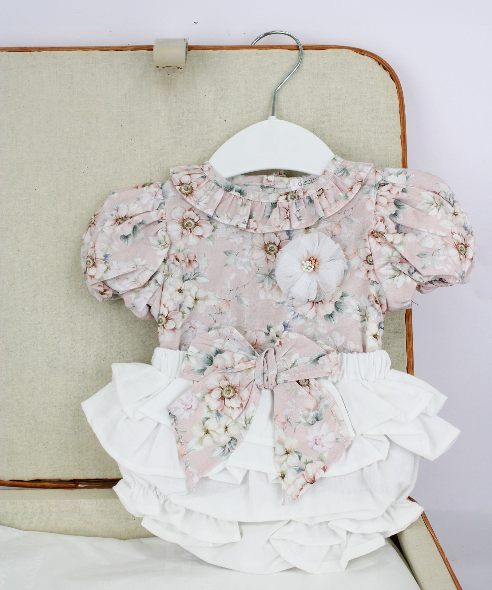 Deolinda T-shirt con Culotte Floreale con Fiocco per Neonate