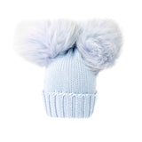 Queen Hat in Sky Wool with Double Pom Pom