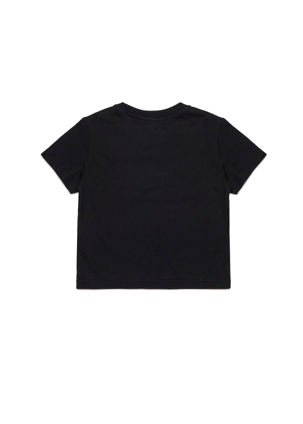 Diesel Kids T-shirt Nera con Logo Pailettes per Bambine (retro)