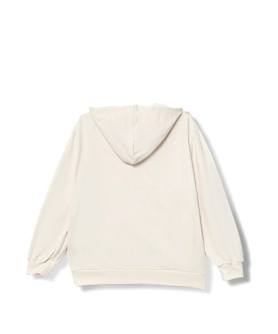 Elisabetta Franchi La Mia Bambina Felpa Panna con Cappuccio con Ricamo Logo per Bambine