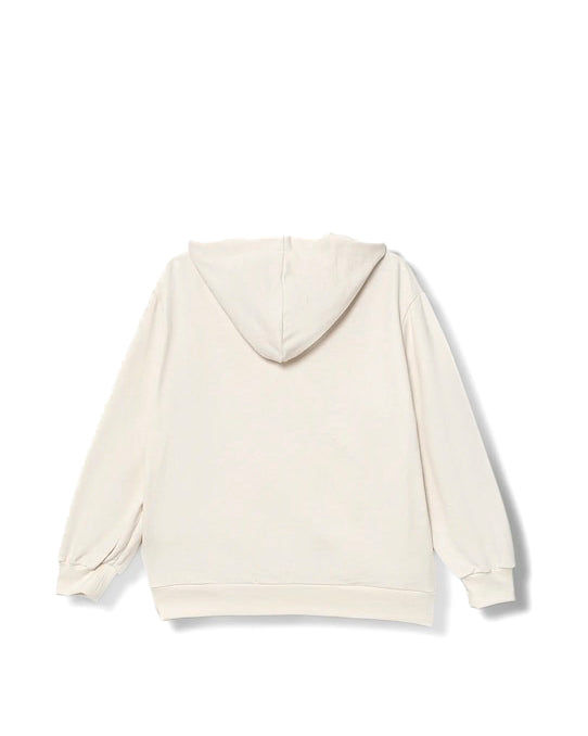 Elisabetta Franchi La Mia Bambina Felpa Panna con Cappuccio con Ricamo Logo per Bambine