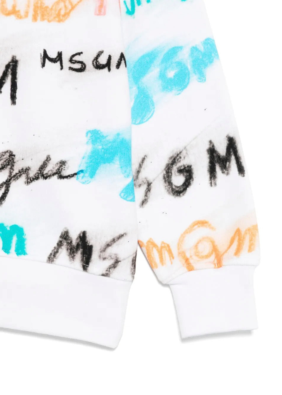 MSGM Kids Felpa Bianca con Stampa All Over per Bambini dettaglio