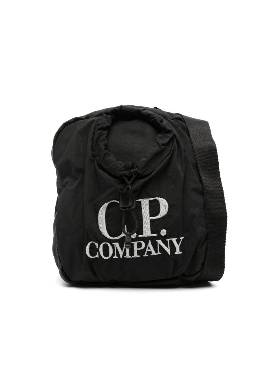 C.P. Company Kids Borsa a Spalla Nera con Ricamo per Bambini(FRONTE)