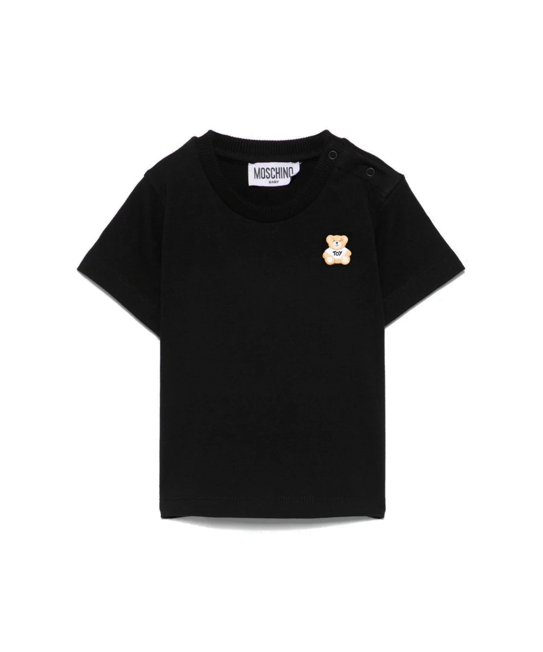Moschino Kids T-shirt Nera con Ricamo Toy per Neonati