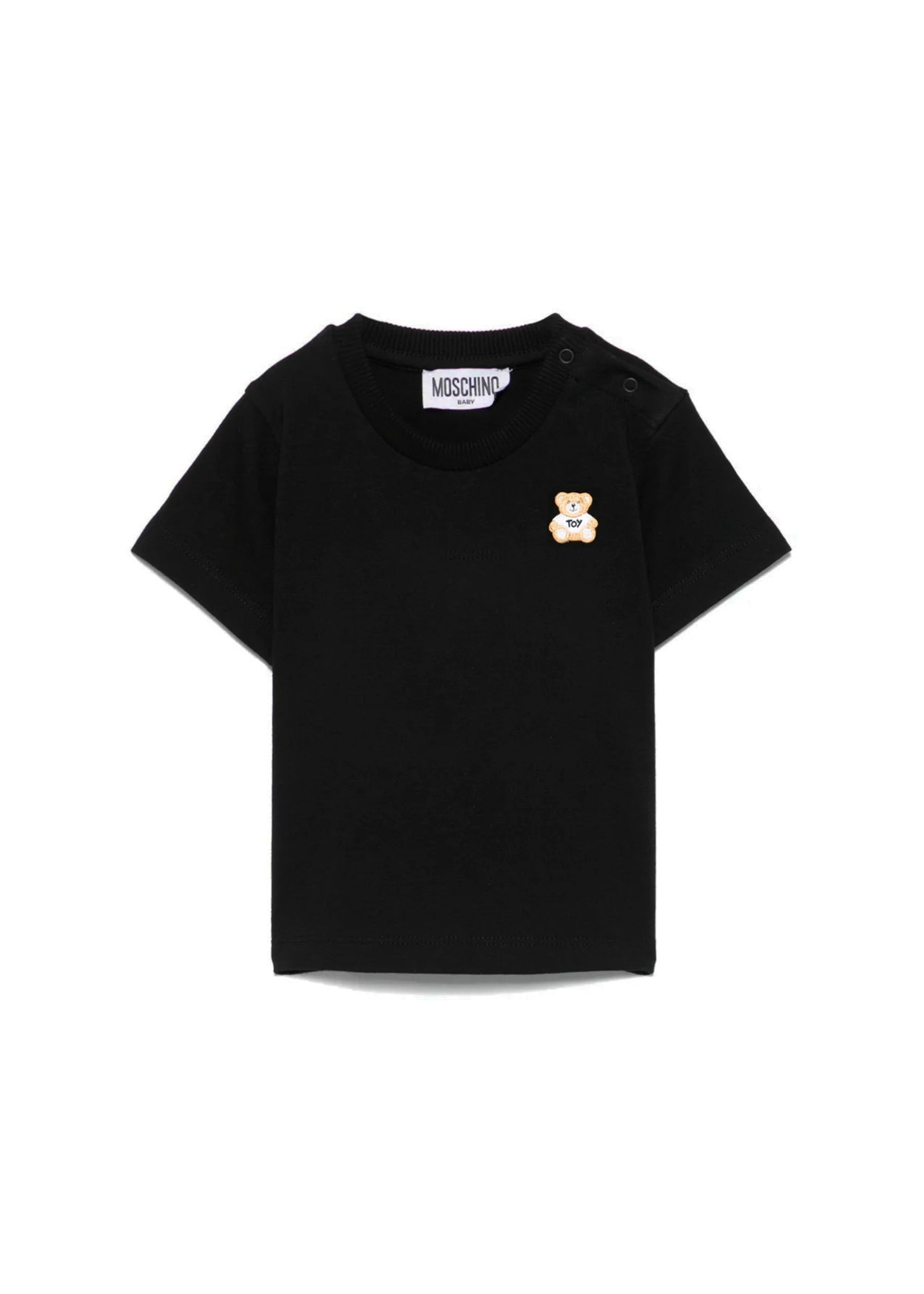 Moschino Kids T-shirt Nera con Ricamo Toy per Neonati