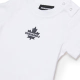 Dsquared2 Kids White T-shirt with Leaf Print for Babies