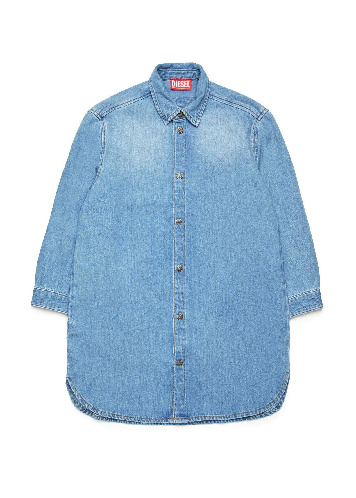 Diesel Kids Abito Denim con Patch Oval D per Bambine
