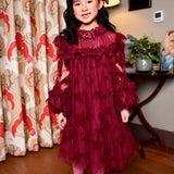 Angel's Face Kids Abito in Tulle Bordeaux per Bambine