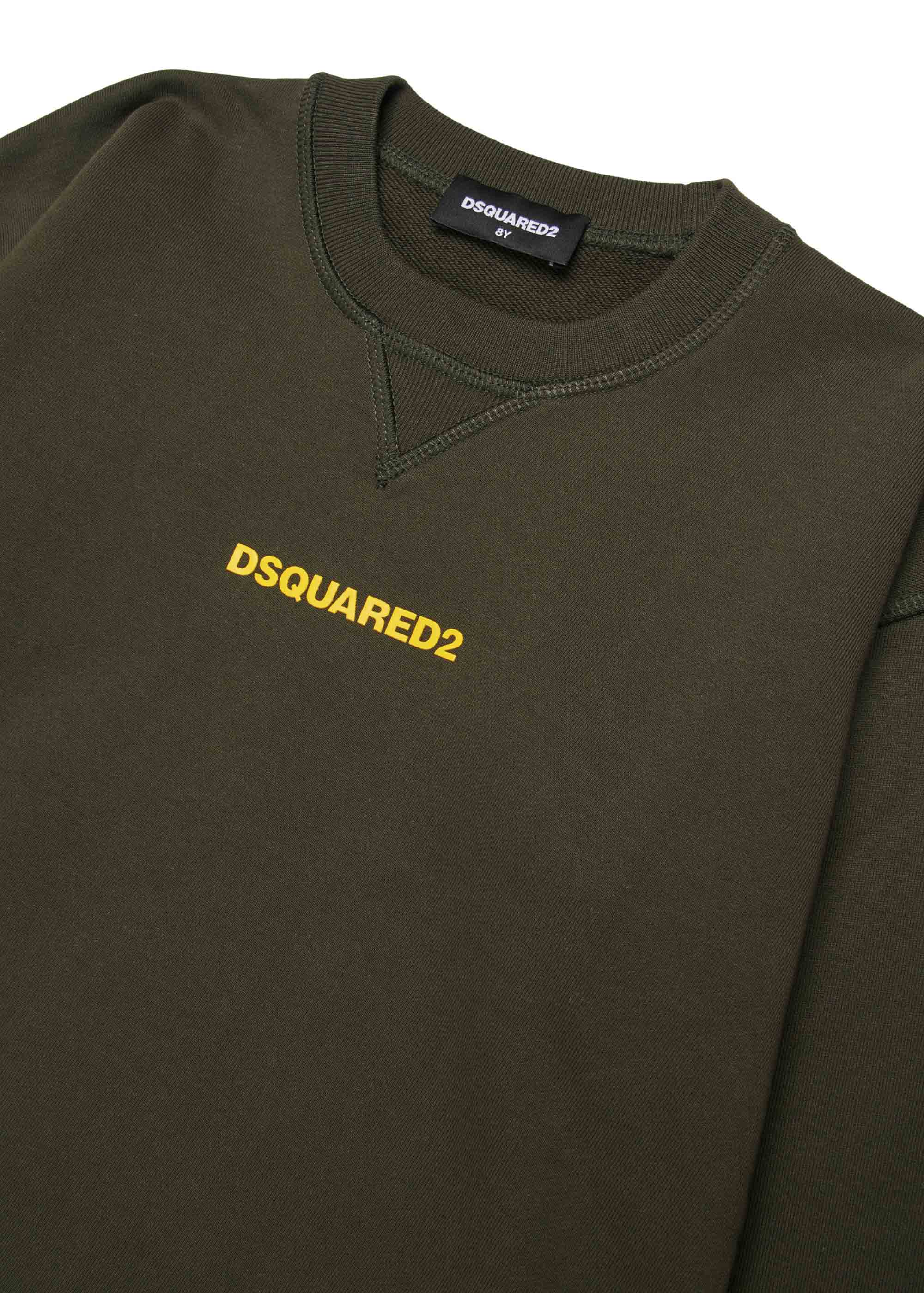 Dsquared2 Kids Felpa Girocollo Verde per Bambini