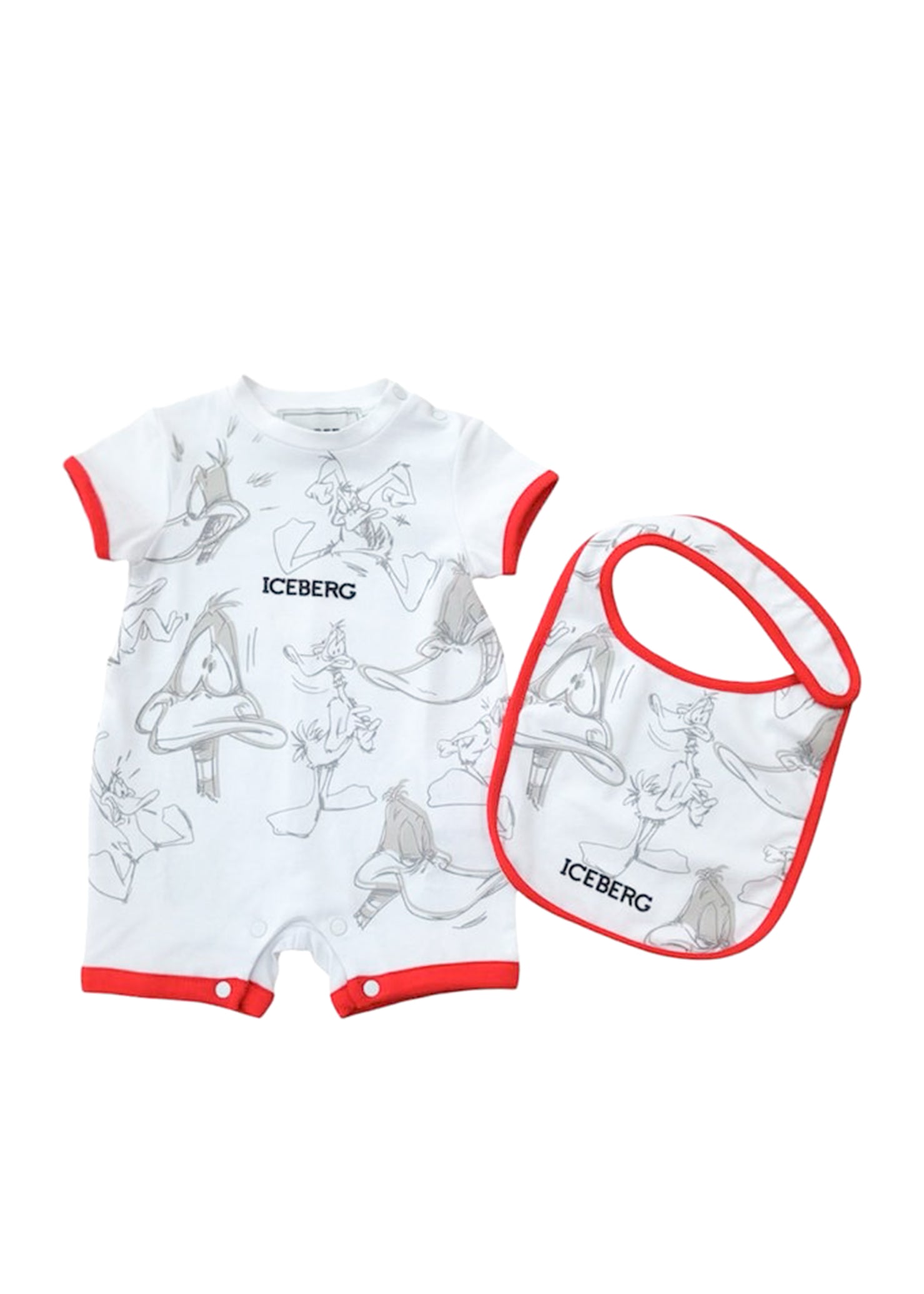 Iceberg Kids Tutina con Bavetta Bianca con Stampa per Neonati