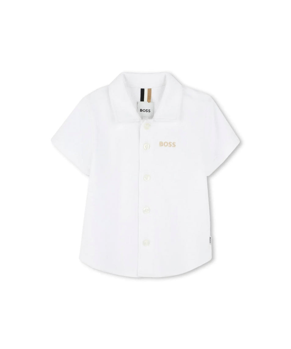 Boss Kids Polo Bianca con Logo per Neonati