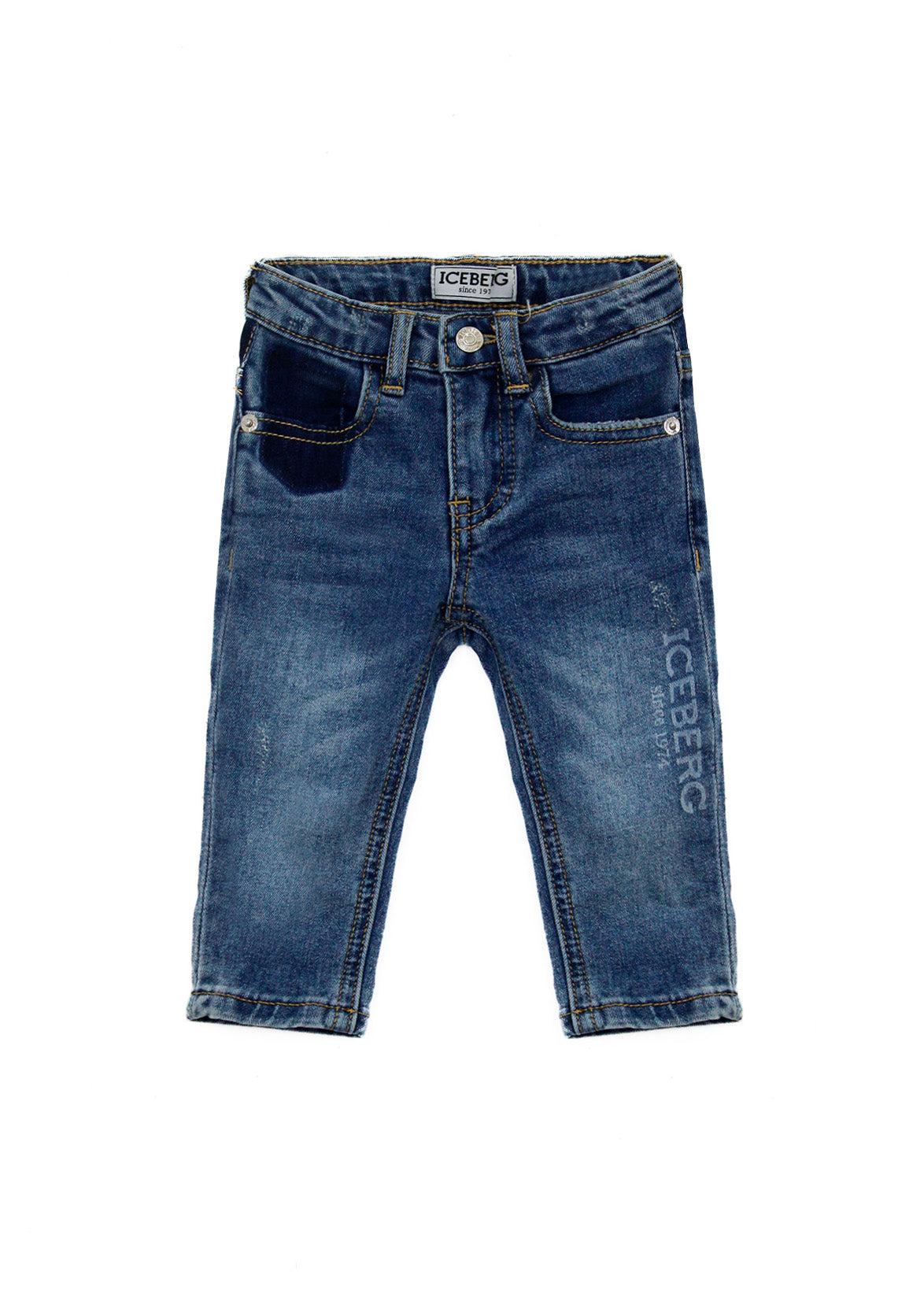 Iceberg Kids Pantaloni Denim Delavè per Neonati