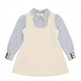 Elisabetta Franchi La Mia Bambina Salopette panna con Camicia a Righe per Neonate