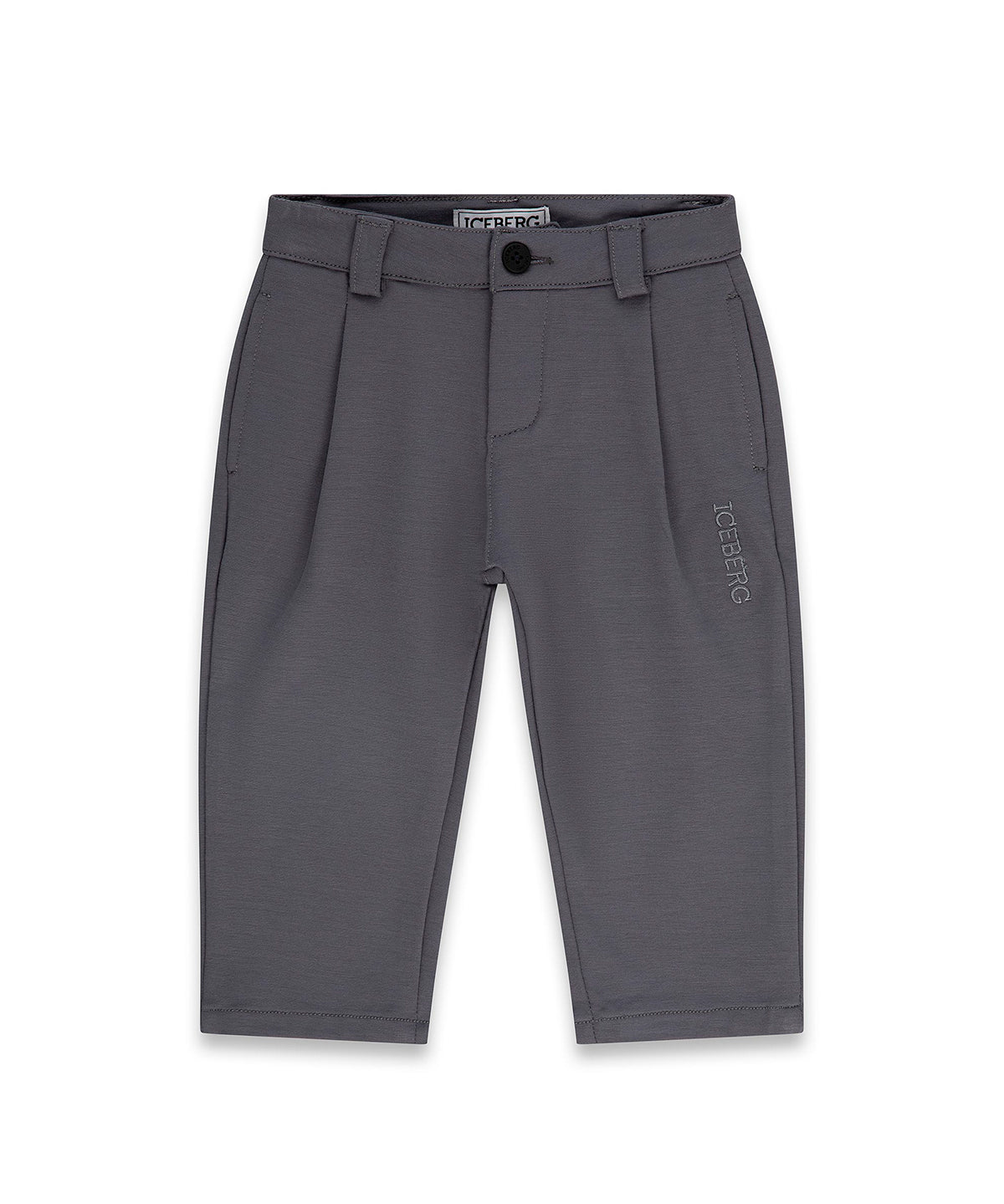 Iceberg Kids Pantalone Grigio con Logo Ricamato per Neonati