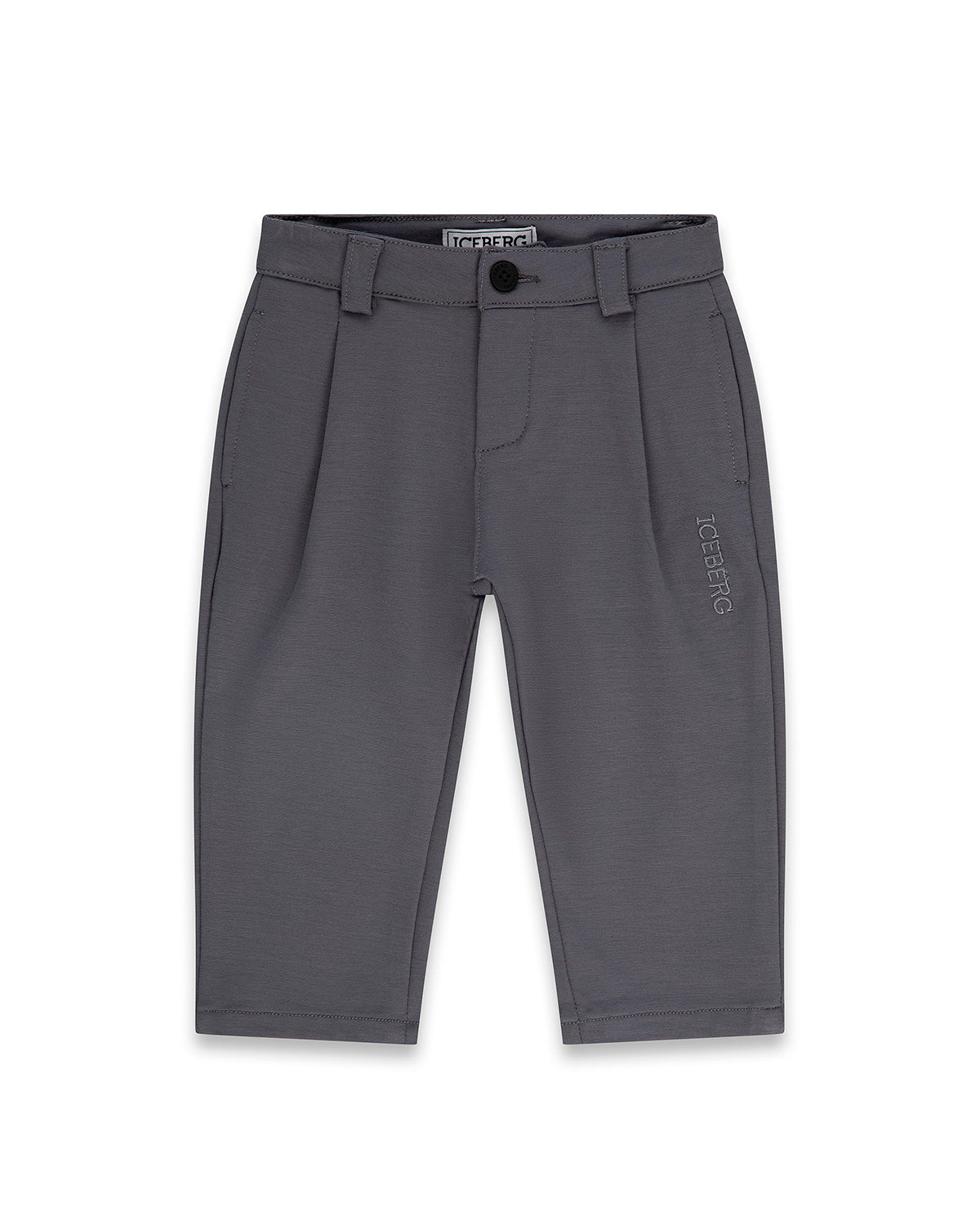 Iceberg Kids Pantalone Grigio con Logo Ricamato per Neonati