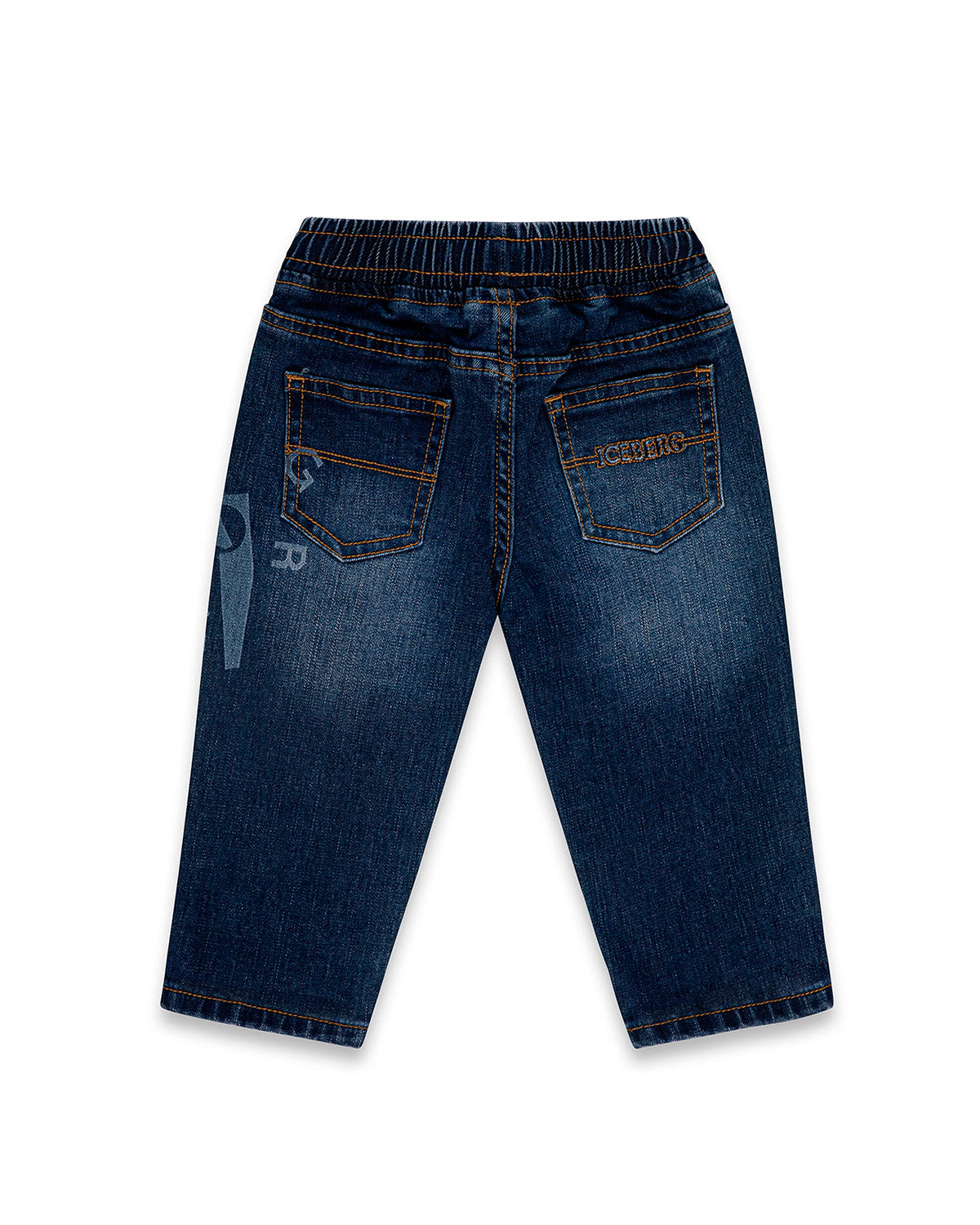Iceberg Kids Jeans Denim Blu con Stampa a Laser per Neonati