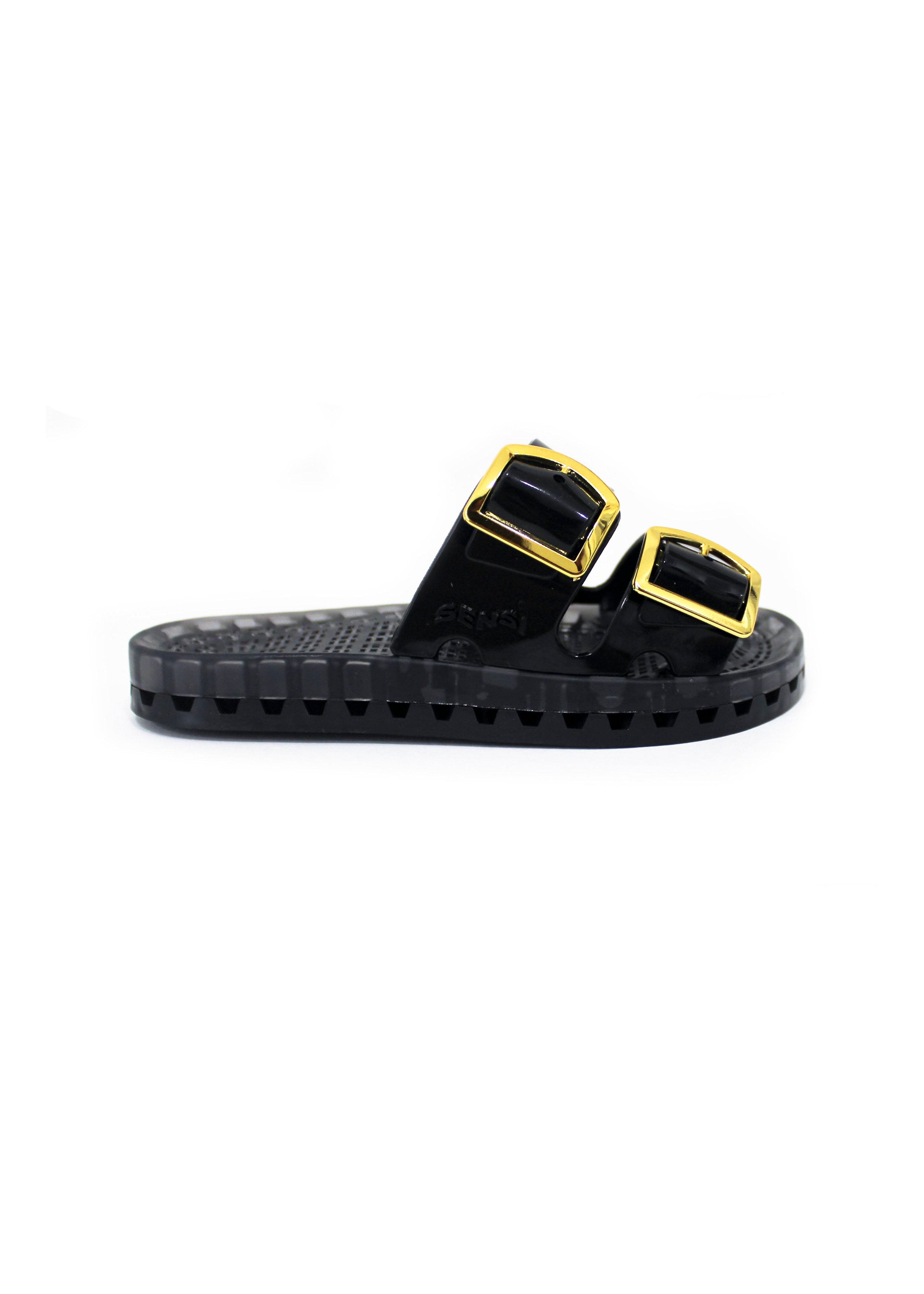 Sensi Kids Flamingo Sandalo Nero Doppia Fascia per Bambine