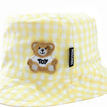 Moschino Kids Cappello Bucket Giallo a Quadri per Neonate