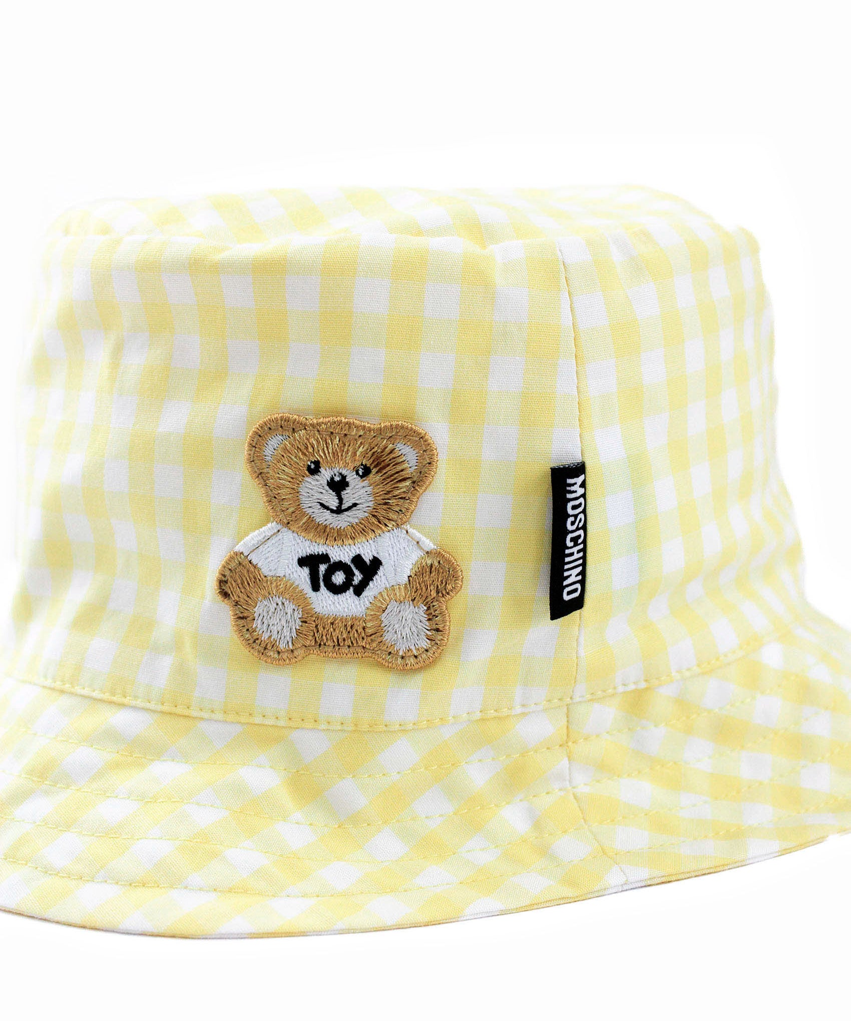 Moschino Kids Cappello Bucket Giallo a Quadri per Neonate