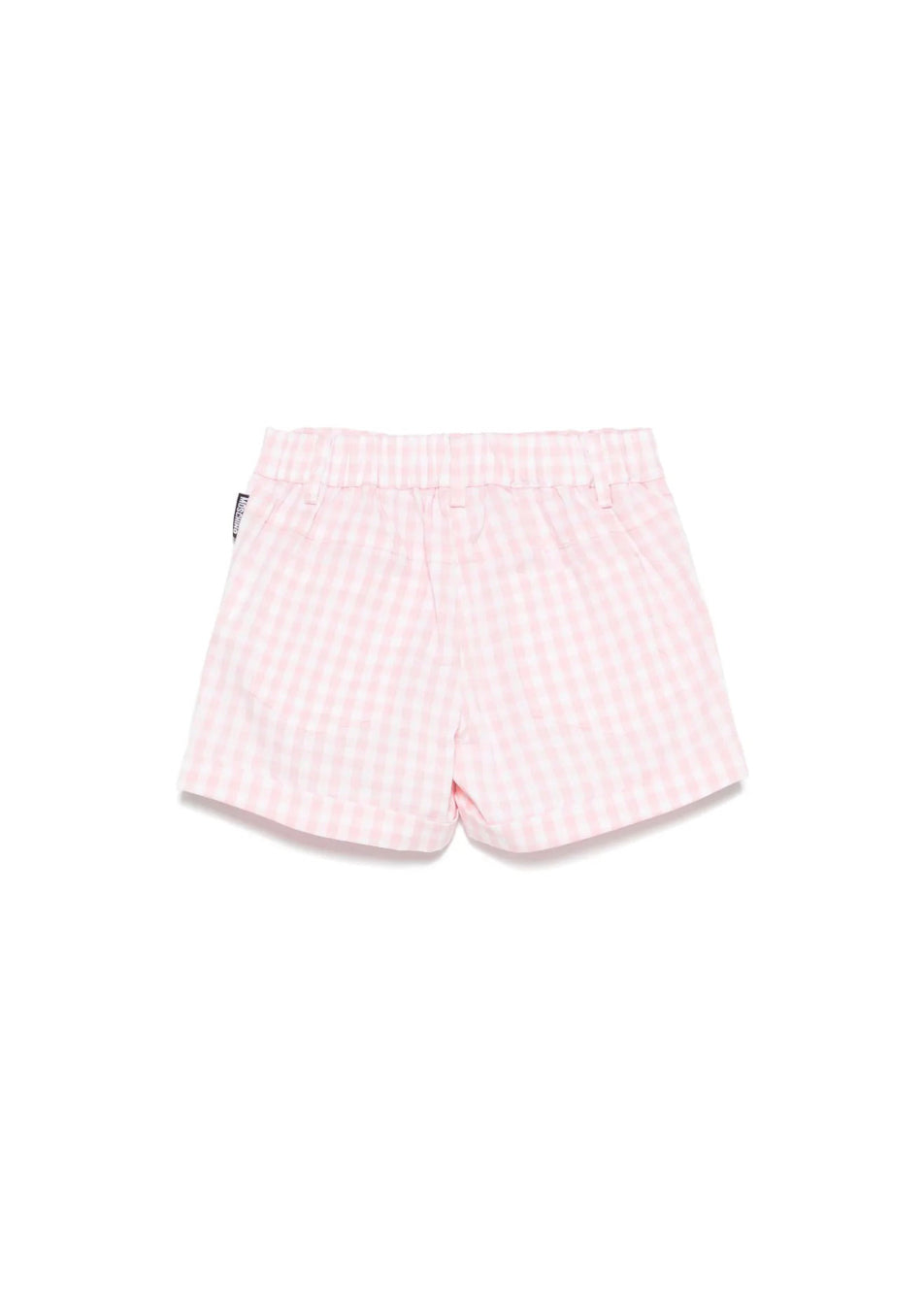 Moschino Kids Shorts Rosa a Quadri con Ricamo Toy per Neonate