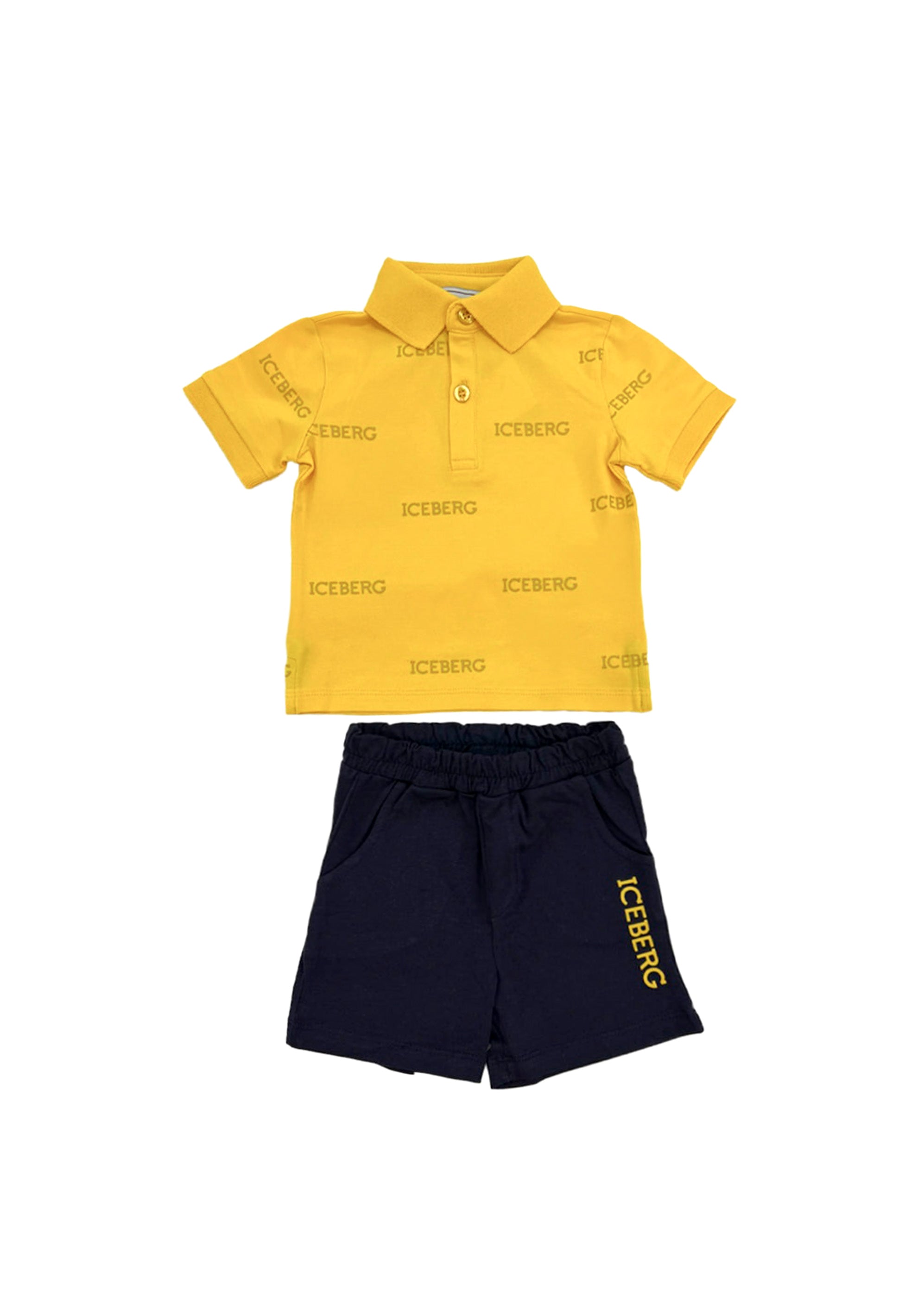 Iceberg Kids Polo Senape con Bermuda Blu per Neonati