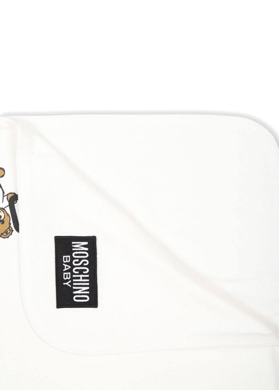 Moschino Kids Coperta Panna con Logo Teddy Bear per Neonati 8dettaglio)